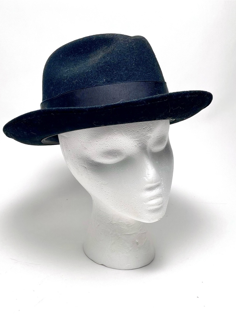 Vintage Mallory by Stetson Black Felt Fedora Hat Size 7 1/4 - 7 3/8 Made in USA